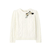 Tarzi Knitted Kids Cotton Sweater with Bow Accent